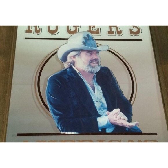Vintage 1980s Kenny Rogers Americas Cowboy Framed Wall Mirror Sign Bar Mancave - Picture 4 of 8
